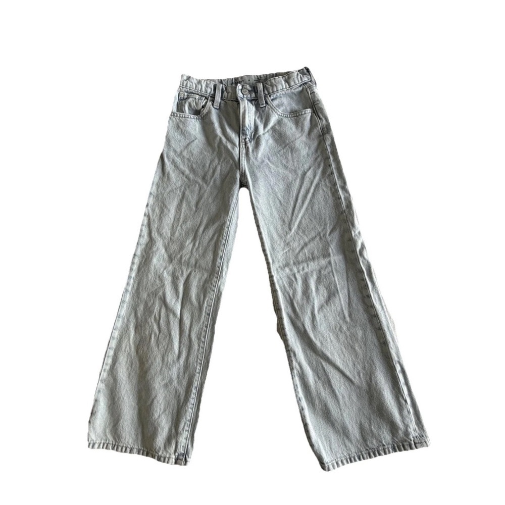 Old Navy Jeans Kids 12 Light Wash High Rise Baggy Wide Leg Built-In Tough Denim
